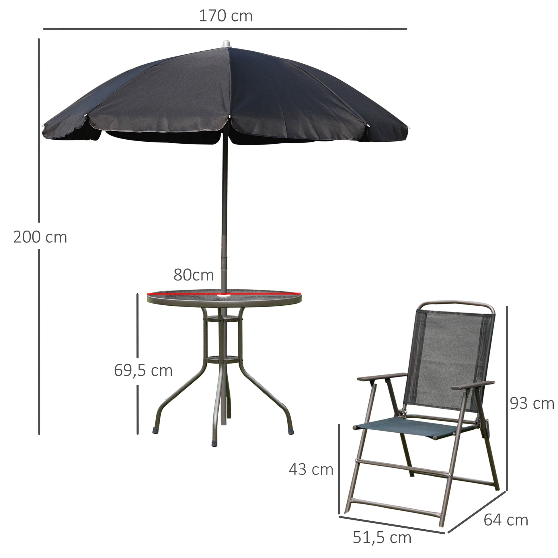 Outsunny Conjunto Muebles Jardin 4 Sillas Mesa De Comedor Redonda Sombrilla_2