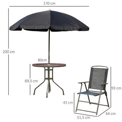 Outsunny Conjunto Muebles Jardin 4 Sillas Mesa De Comedor Redonda Sombrilla_2