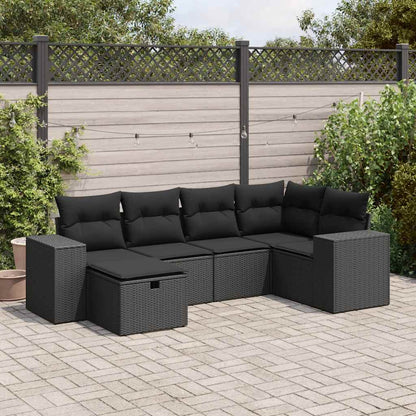 Set De Sofás De Jardín 6 Piezas Y Cojines Ratán Sintético Negro / Vetonek_4