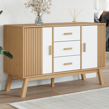 Aparador Olden Madera Maciza Pino Blanco Y Marrón 114x43x73,5cm / Vetonek_1