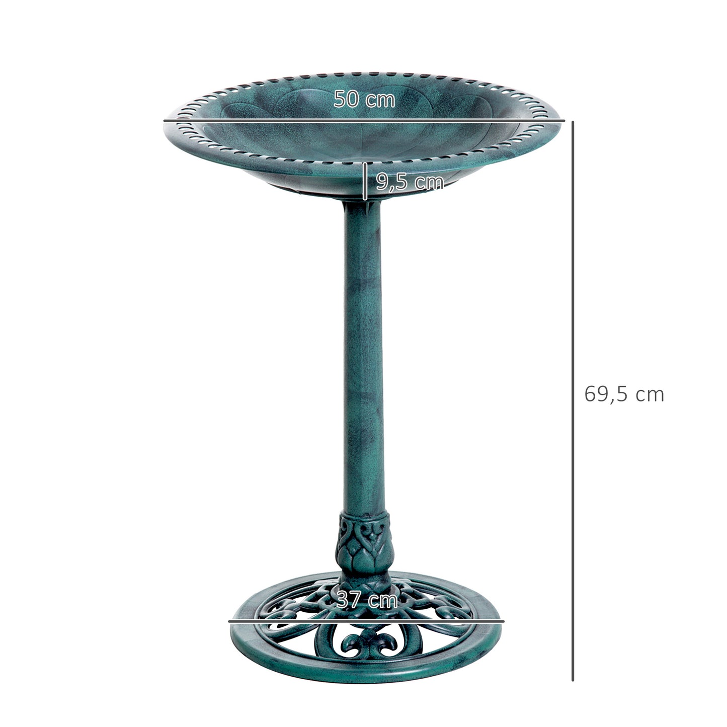 Outsunny Baño Para Pájaros De Jardín Exterior Con Diseño De Flor Ligero Verde_2