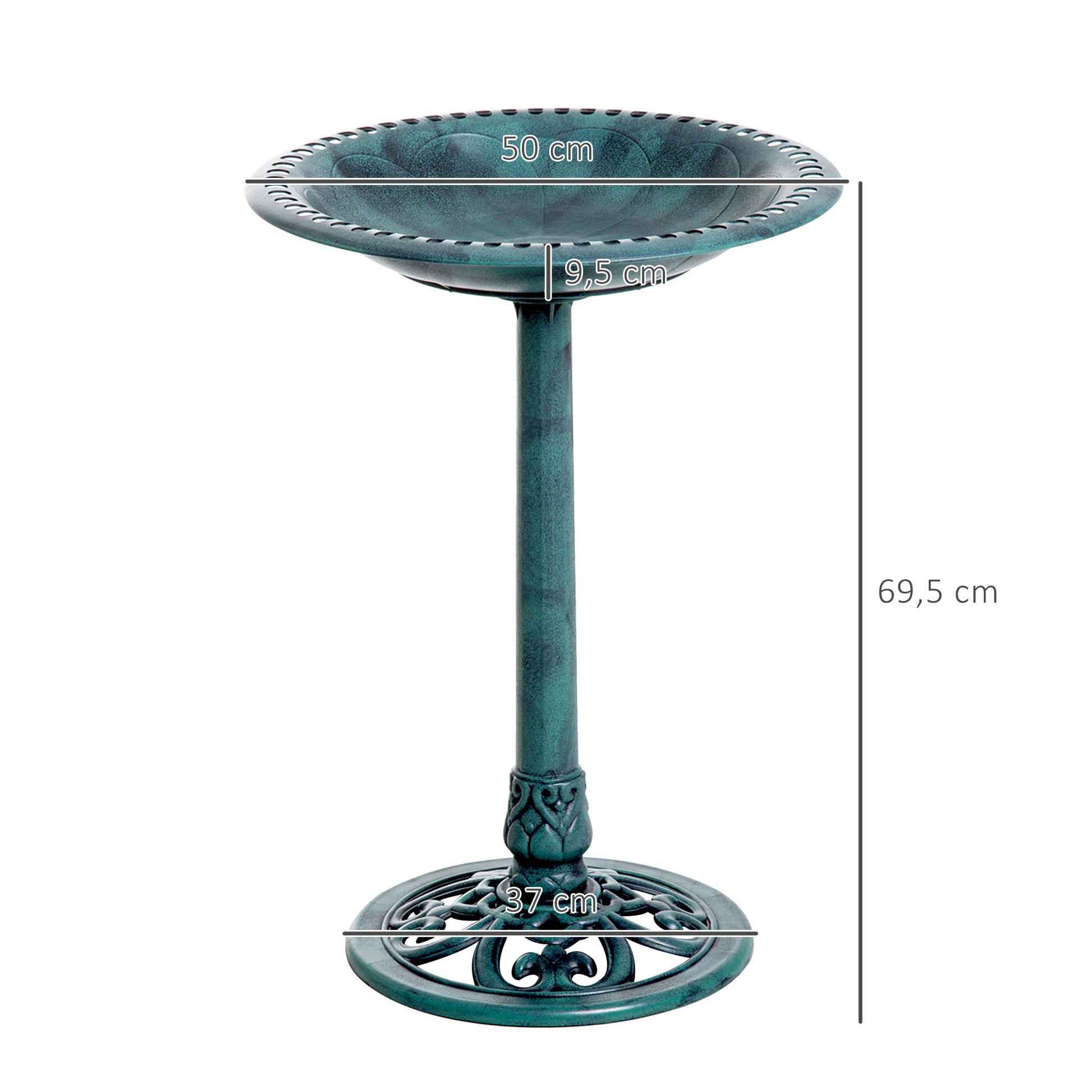 Outsunny Baño Para Pájaros De Jardín Exterior Con Diseño De Flor Ligero Verde_2