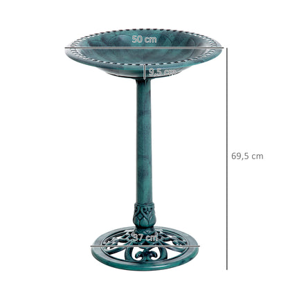 Outsunny Baño Para Pájaros De Jardín Exterior Con Diseño De Flor Ligero Verde_2