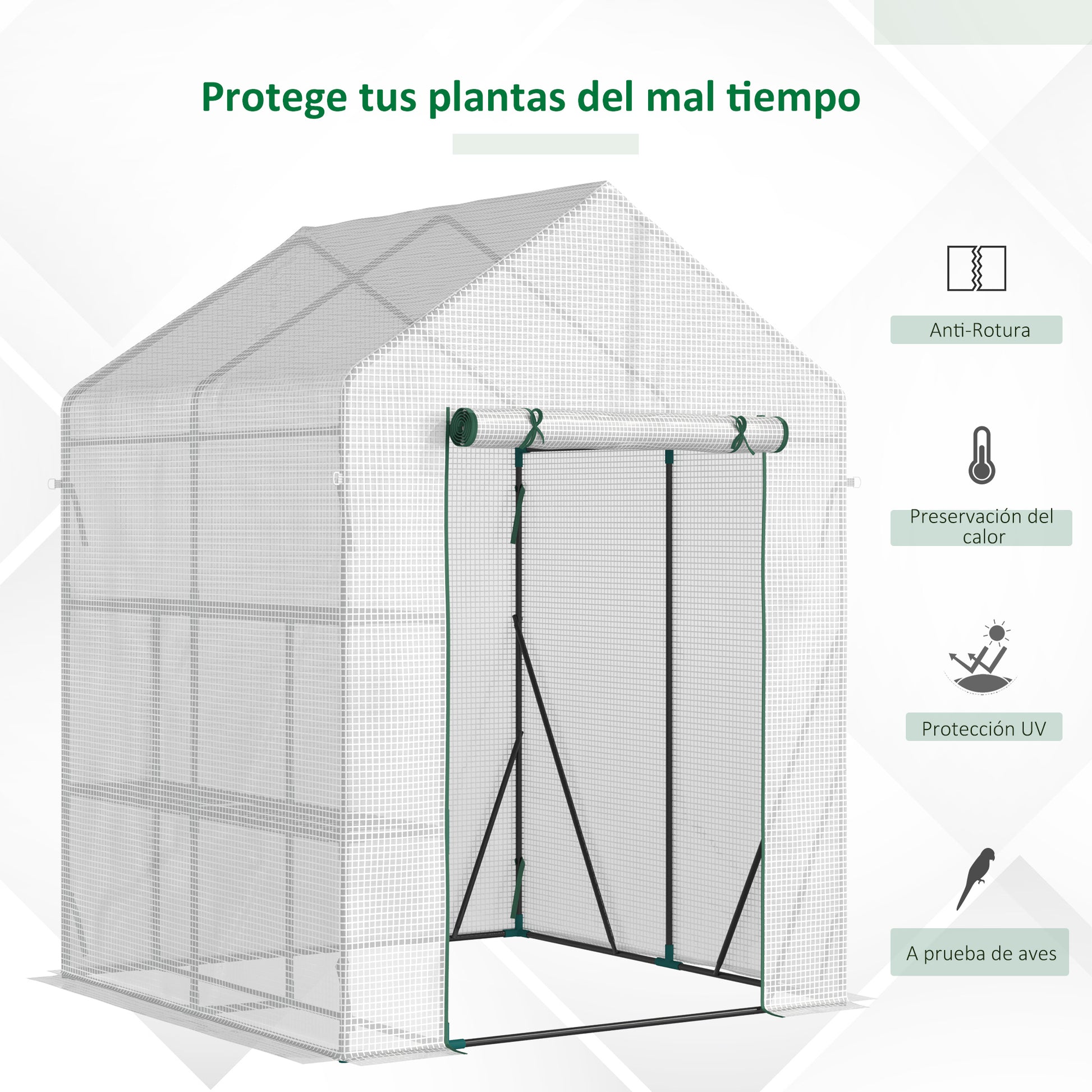 Outsunny Invernadero De Exterior Con 2 Estantes 143x143x195 Cm Blanco_3