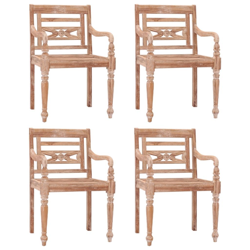 Vidaxl Sillas Batavia 4 Uds Madera Maciza De Teca Encalada_0