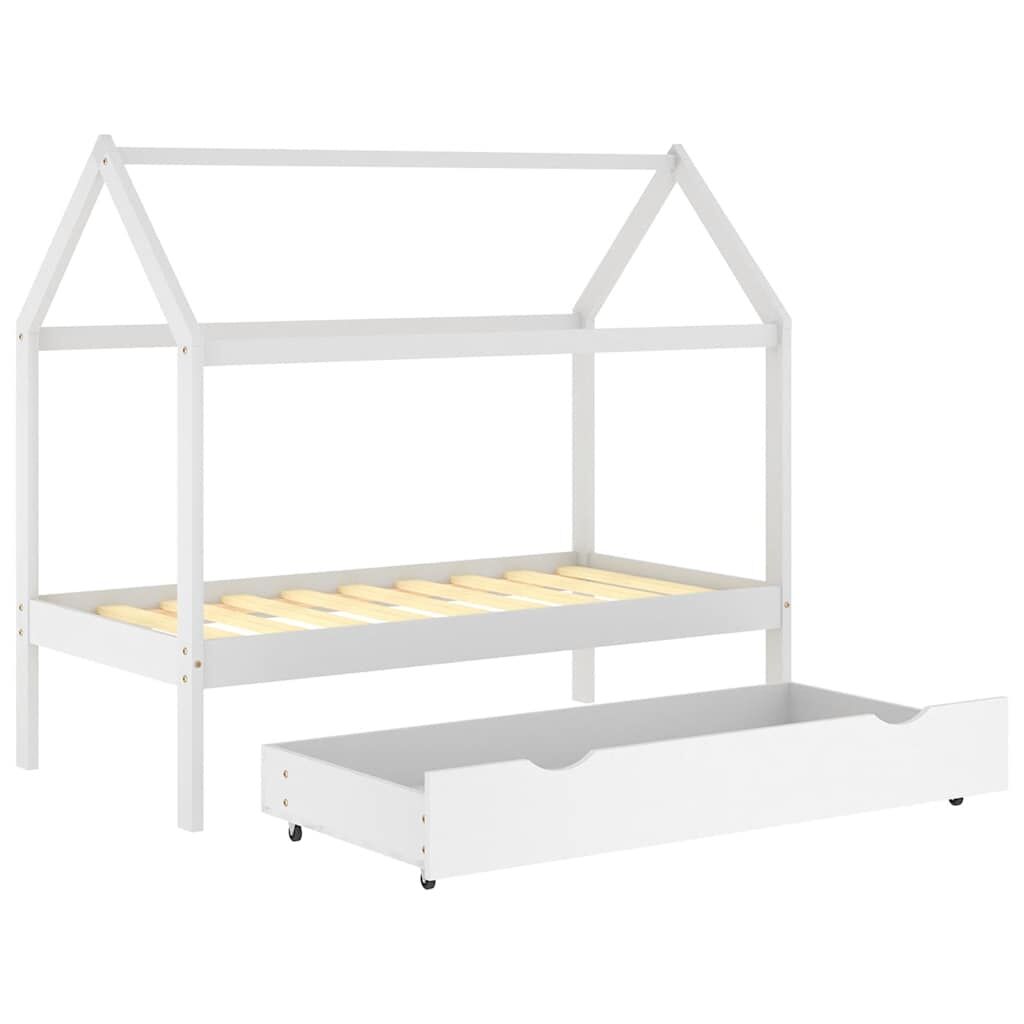 Vidaxl Estructura Cama Niños Con Cajón Madera Pino Blanco 80x160 Cm_4