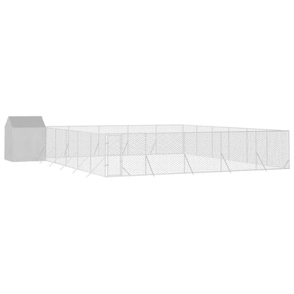 Vidaxl Perrera Exterior Con Toldo Acero Galvanizado Plata 12x12x2,5 M_0