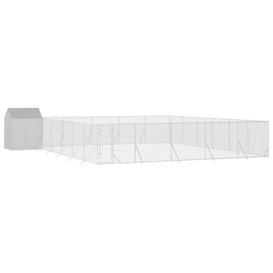 Vidaxl Perrera Exterior Con Toldo Acero Galvanizado Plata 12x12x2,5 M_0
