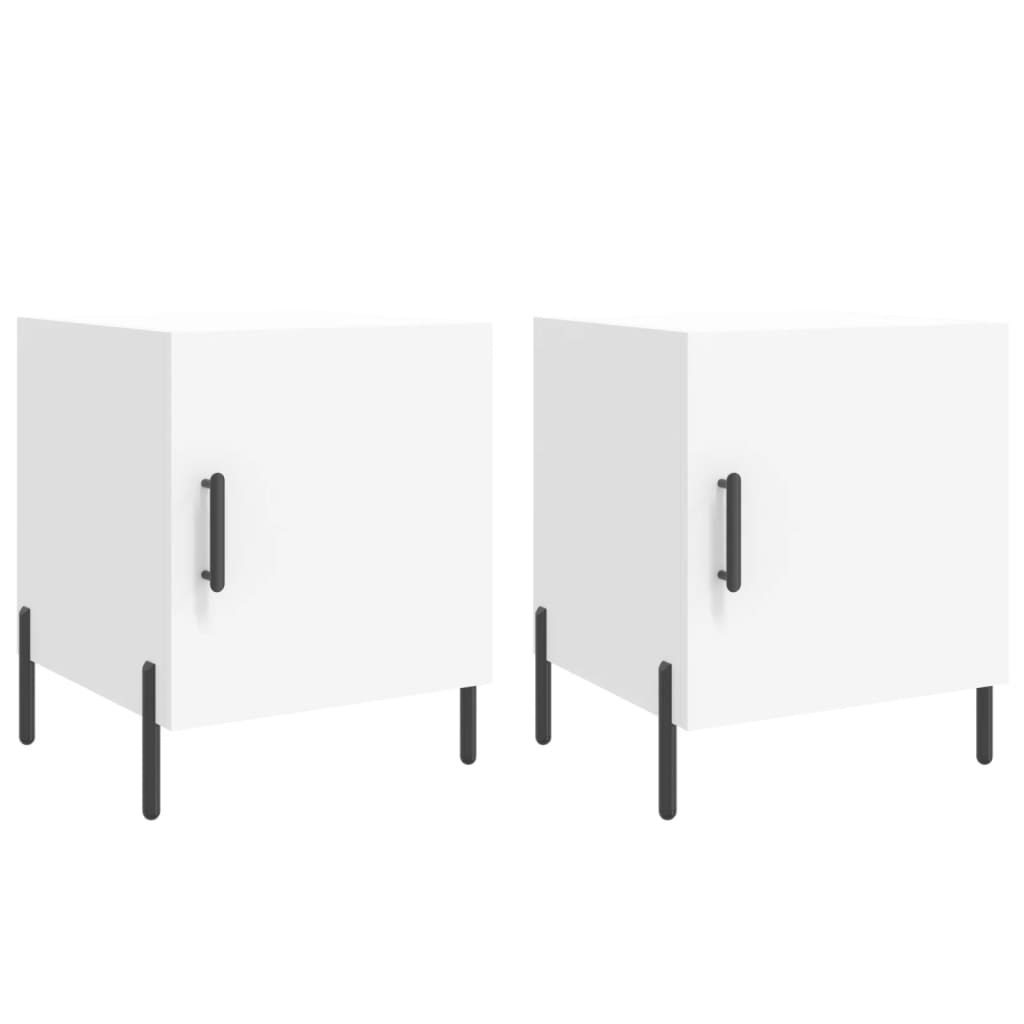 Mesitas De Noche 2 Uds Madera De Ingeniería Blanco 40x40x50 Cm_0