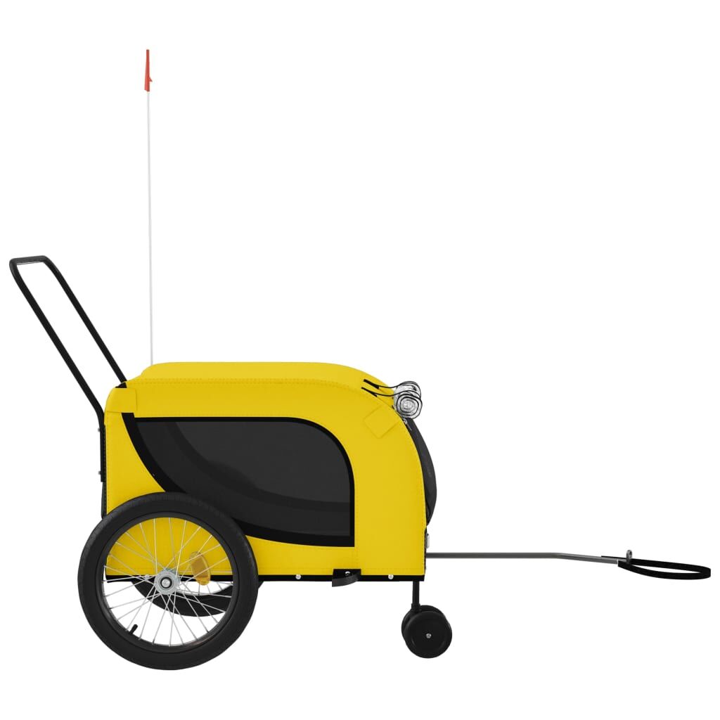 Vidaxl Remolque Bicicleta Mascotas Hierro Tela Oxford Amarillo Negro_4
