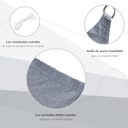 Outsunny Toldo Vela De Sombra Rectangular 4x6 M De Hdpe Gris_4