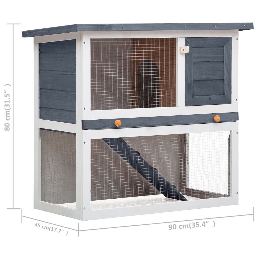 Vidaxl Jaula Conejera Con 1 Puerta Madera Gris_2
