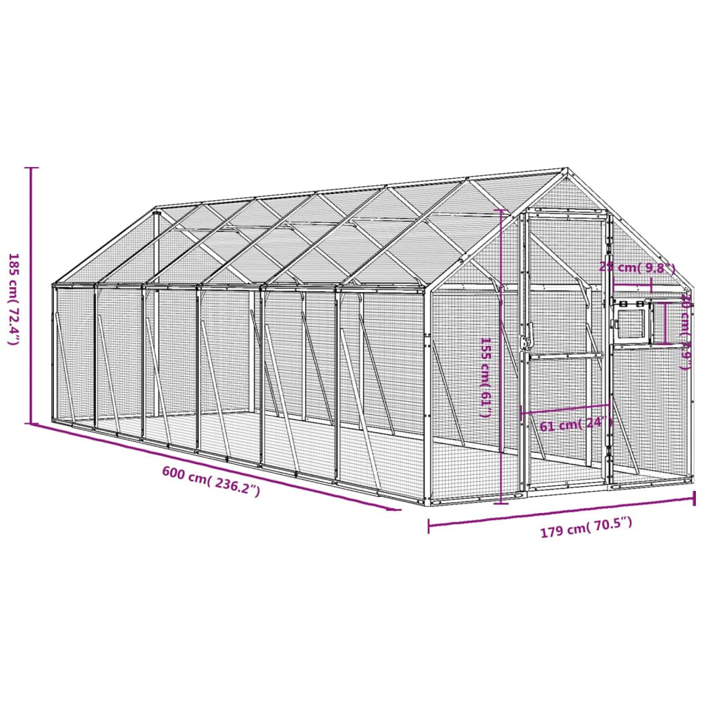 Vidaxl Pajarera De Aluminio Gris Antracita 1,79x6x1,85 M_2