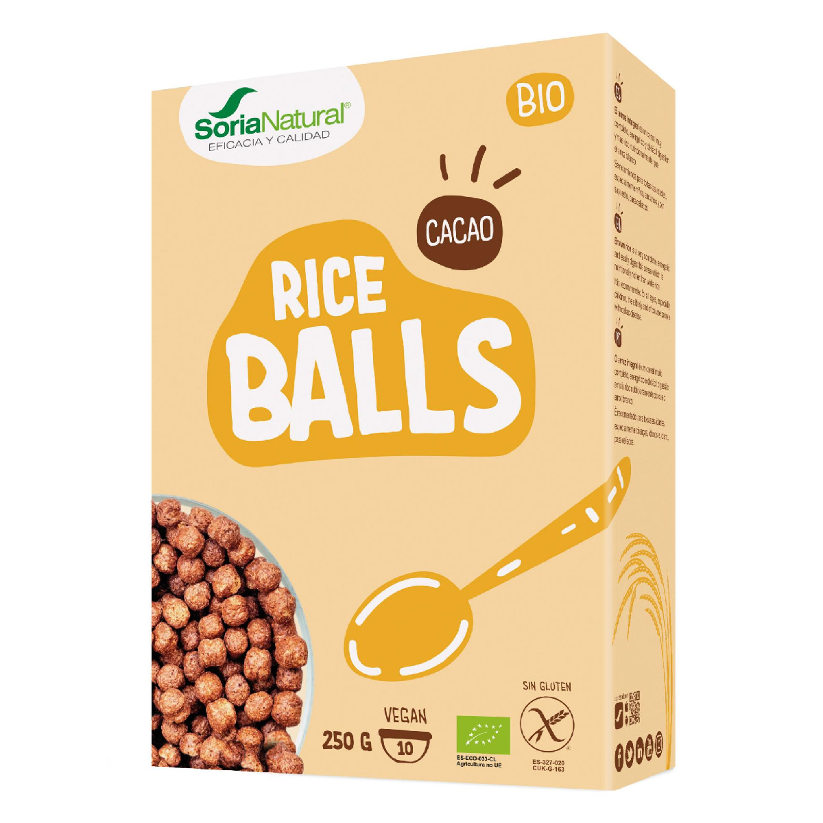 Bolitas de arroz integral con chocolate Soria Natural 250 g