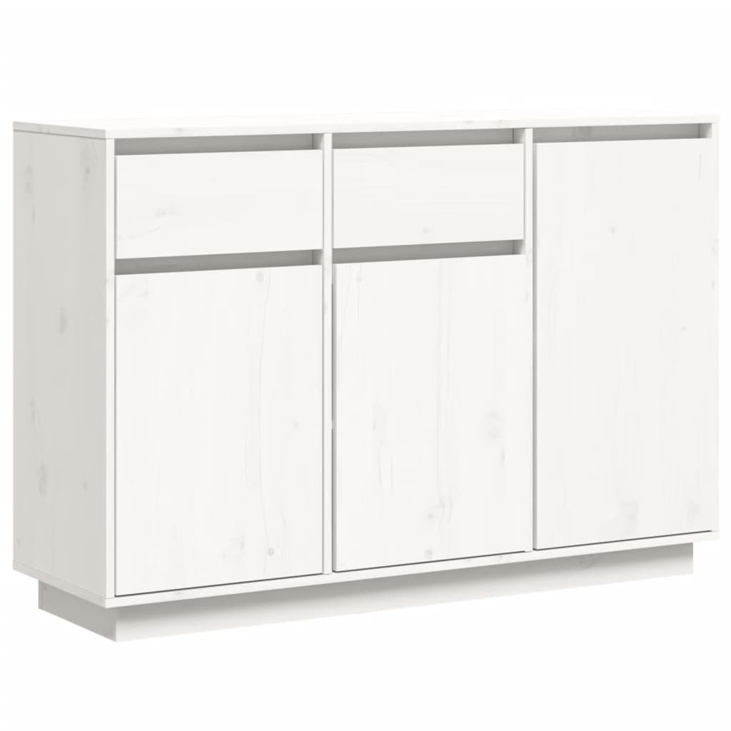 Aparador De Madera Maciza De Pino Blanco 110x34x75 Cm_1