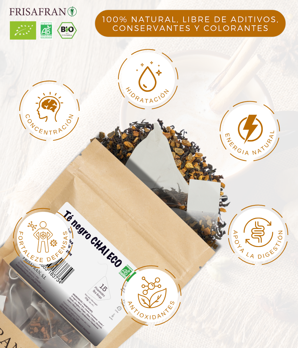 Té Negro Chai Ecológico Pirámides | Calidad | Frisafran 15 Uds_1