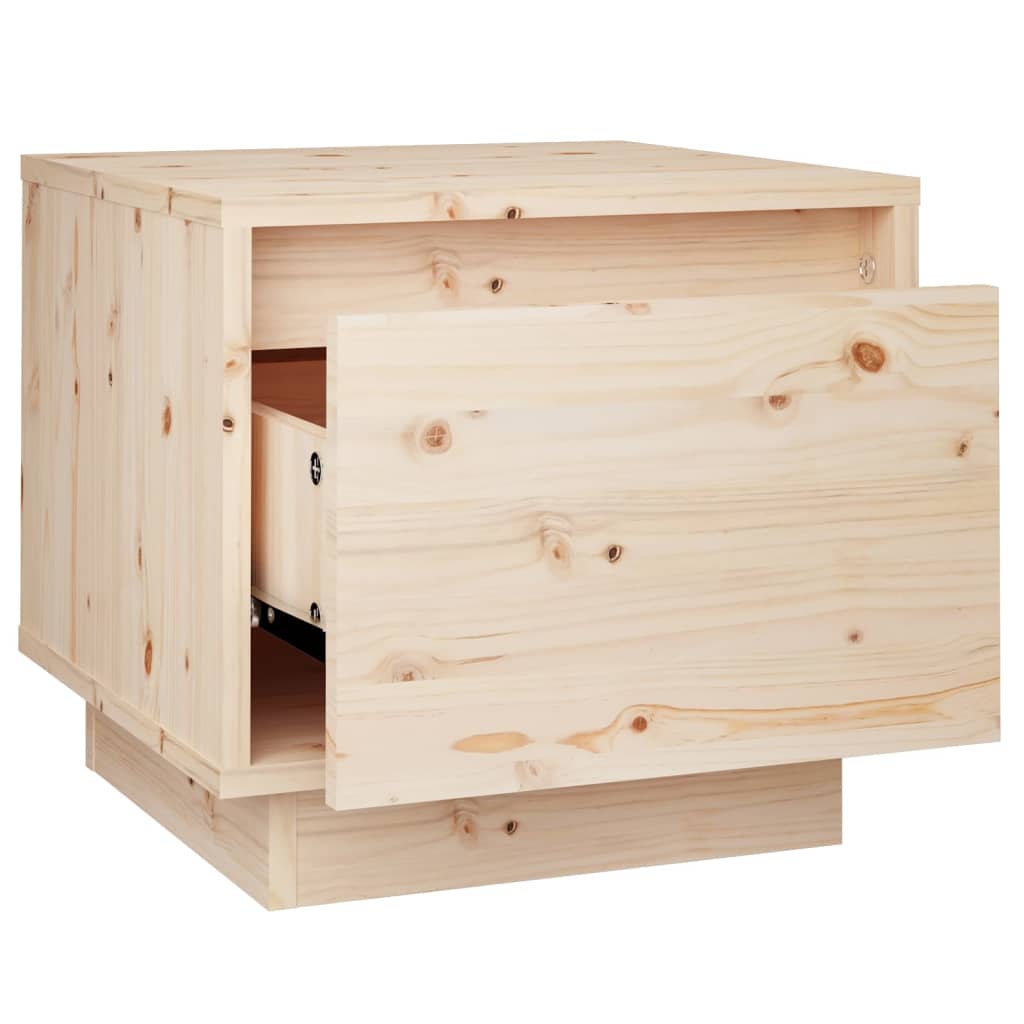 Mesita De Noche Madera Maciza De Pino 35x34x32 Cm_3