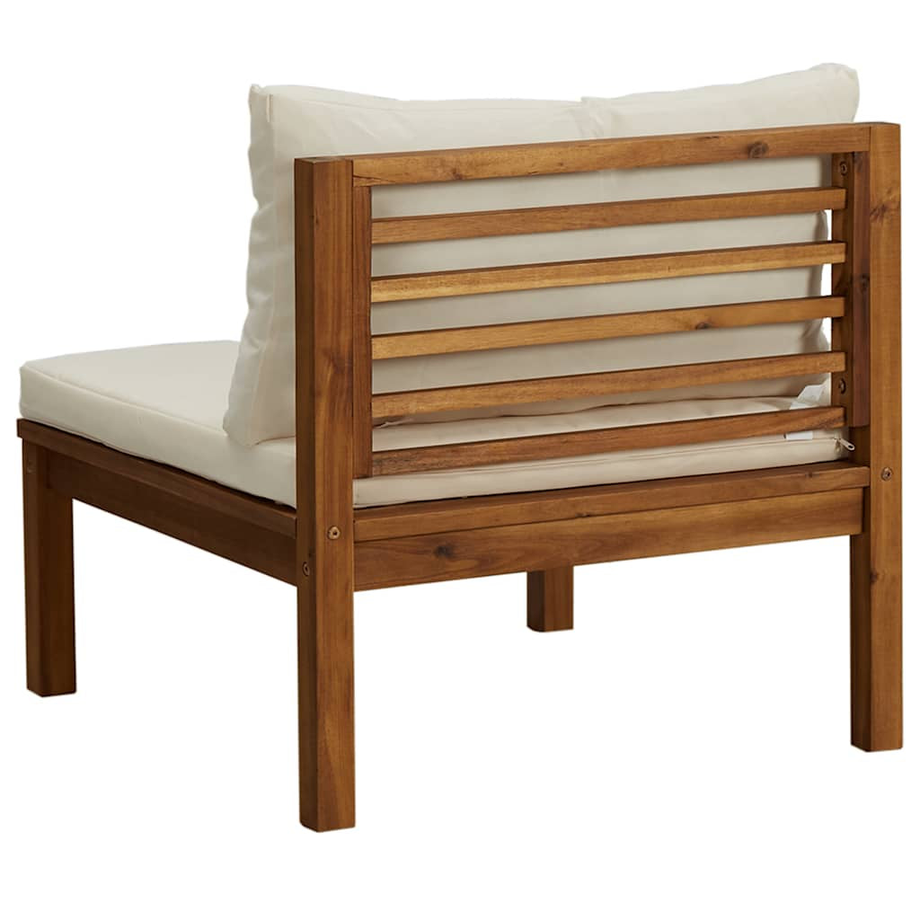 Vidaxl Sofá Intermedio Seccional Cojín Blanco Crema Madera De Acacia_3
