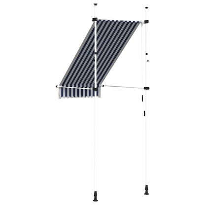 Toldo Manual Retráctil 100 Cm Azul Y Blanco A Rayas_3