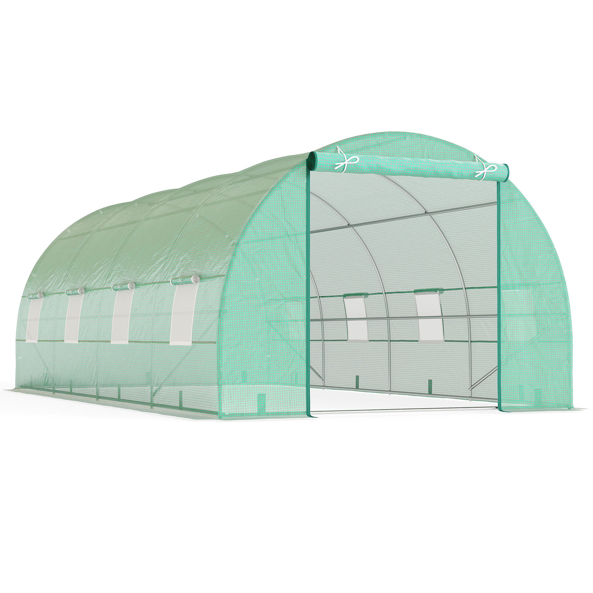 Invernadero De Túnel Con 8 Ventanas Outsunny 600x300x200 Cm Verde_1