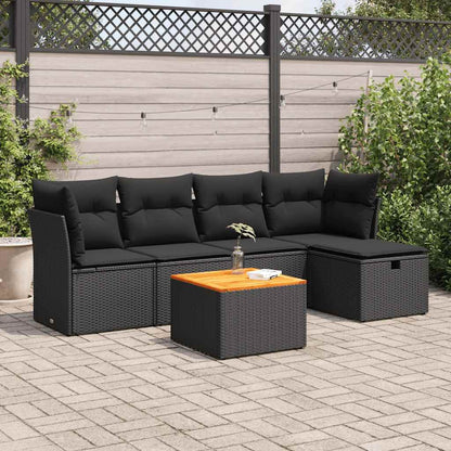 Set De Sofás De Jardín 6 Piezas Y Cojines Ratán Sintético Negro / Vetonek_4