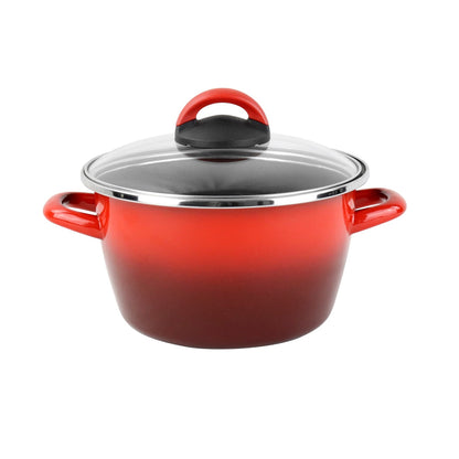 Olla 'sr' Ø24cm Con Tapa Vidrio Rojo Magefesa