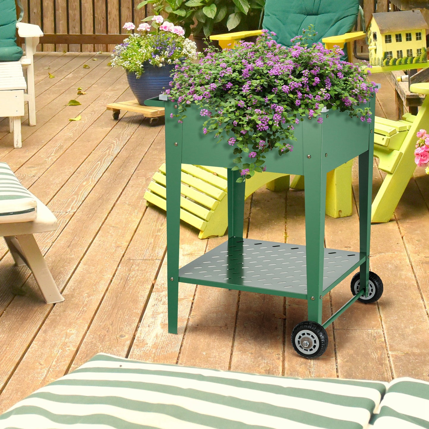 Outsunny Huerto Urbano Elevado Con Ruedas De Acero Galvanizado 64x55x79 Cm_1
