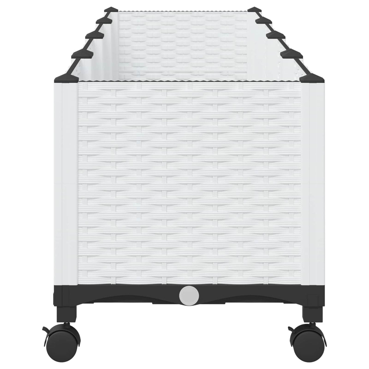 Macetero De Jardín Con Ruedas Blanco 160 X 40 X 44 Cm Pp_3