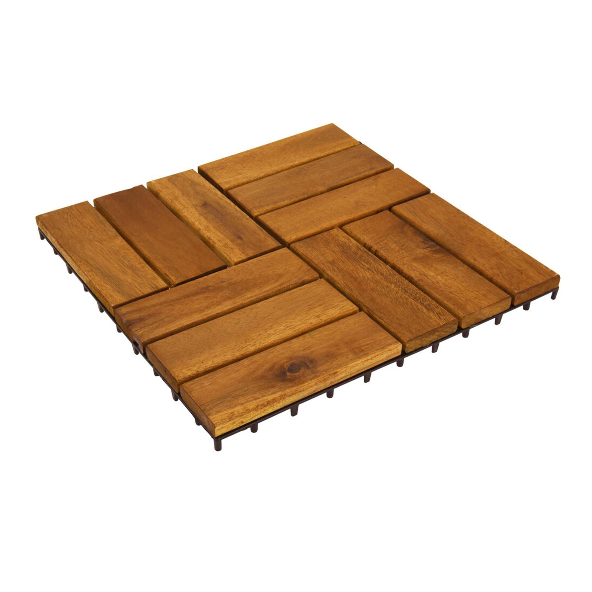 Well Home 9 Baldosas De 30x30x0,1cm En Madera De Acacia De Aspecto De Teca