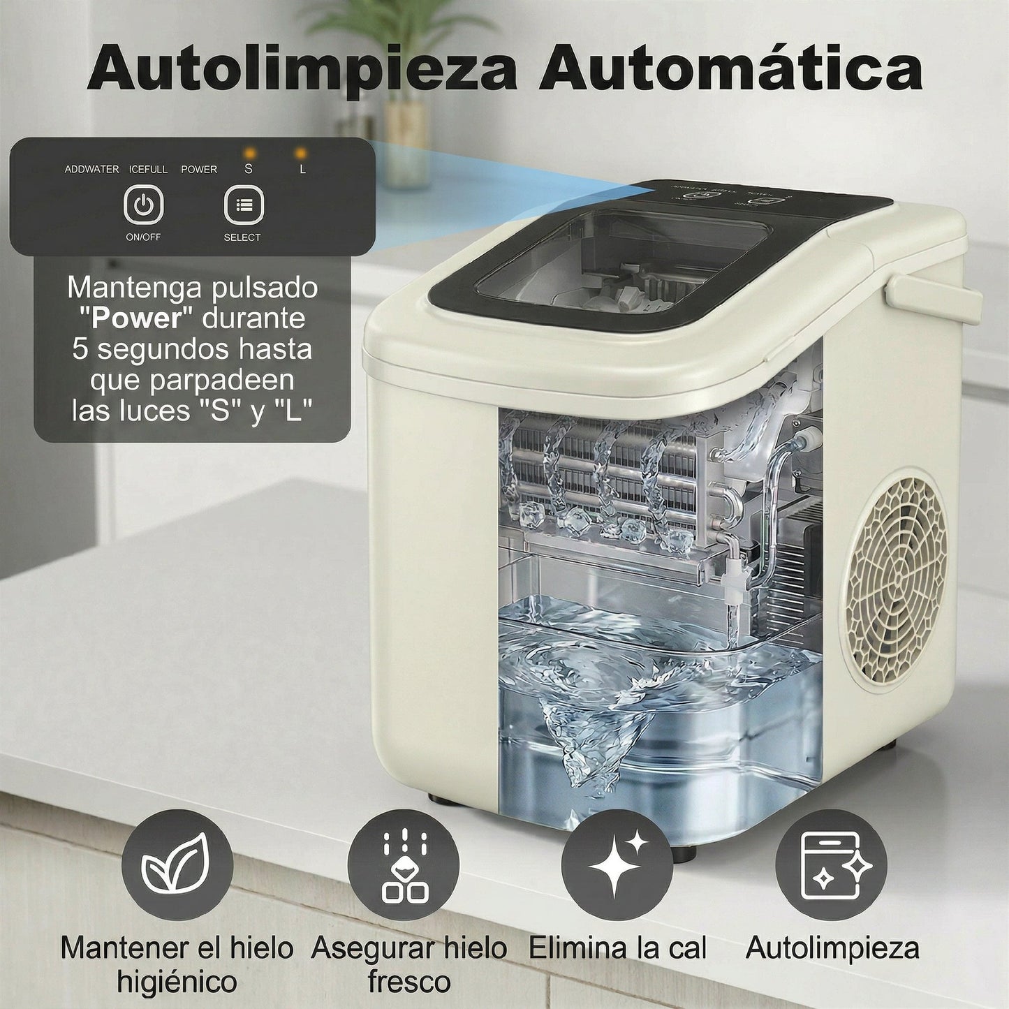 Homcom Máquina De Hielo Autolimpiable 12 Kg/24h 9 Cubitos Listos En 7 Minutos_5