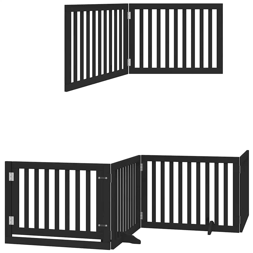 Vidaxl Puerta De Perros Plegable 12 Paneles Madera Álamo Negra 960 Cm_2