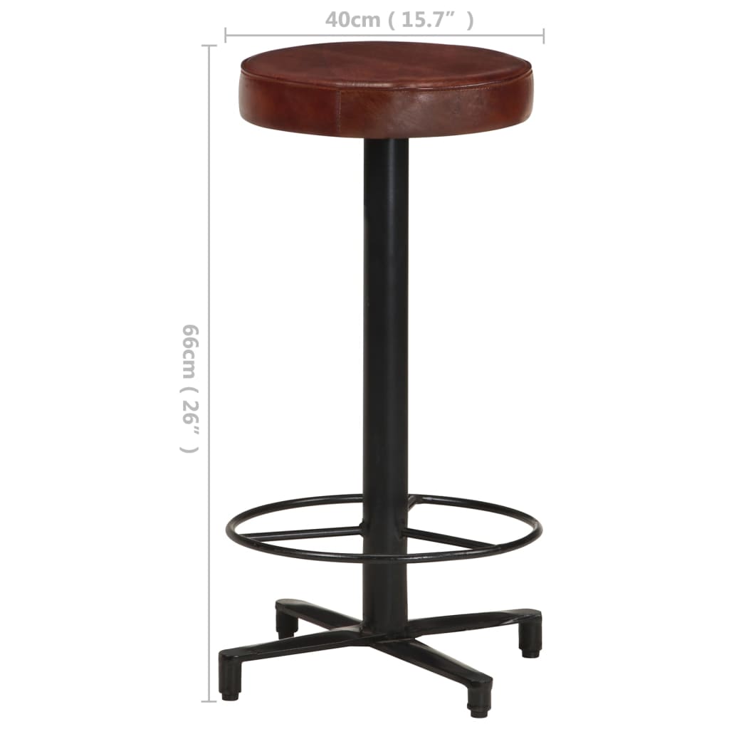 Taburetes De Barra De Cocina 2 Unidades Cuero Auténtico 66 Cm_5