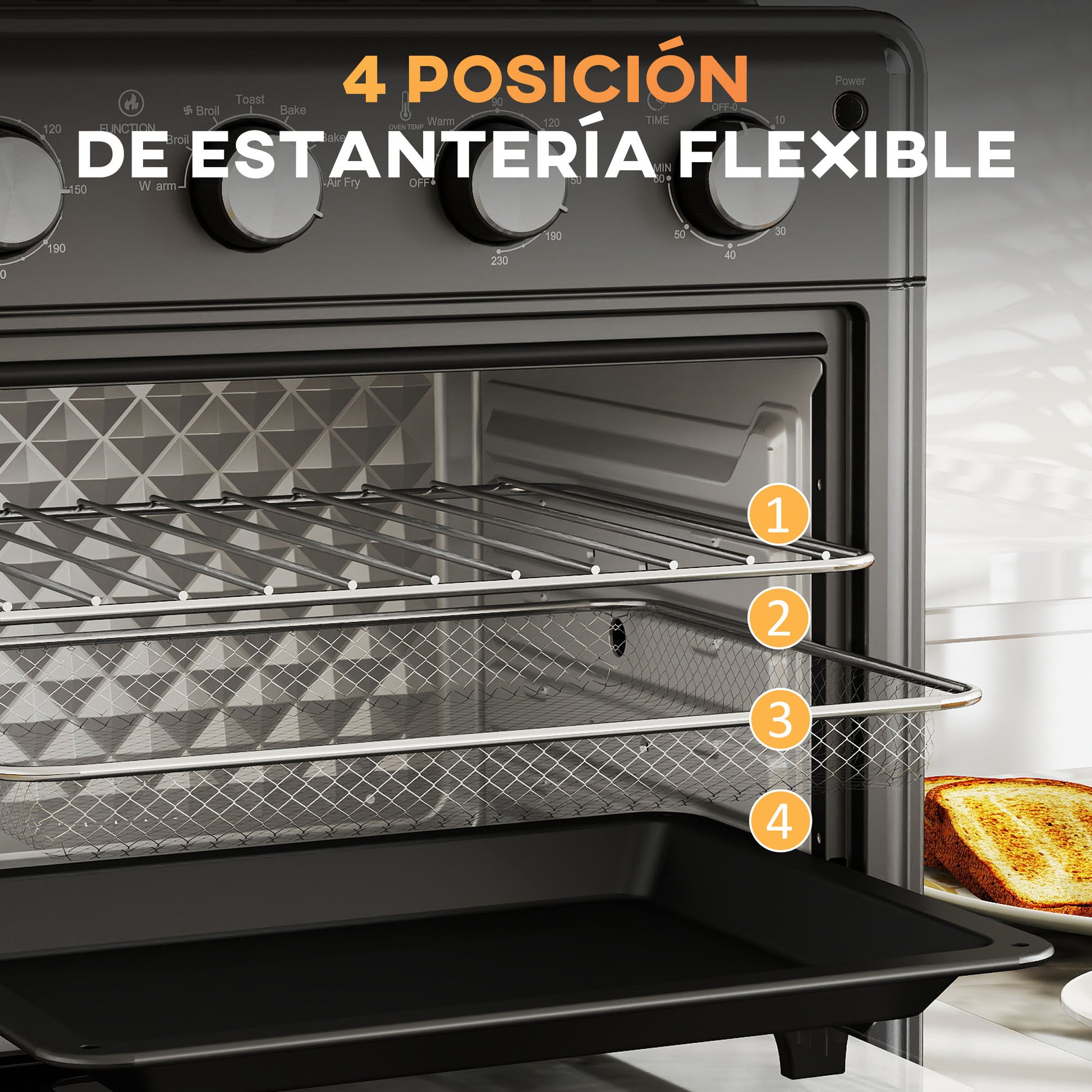 Homcom Horno Eléctrico Multifunción De Sobremesa De 30l 1600w 43x39x39cm Negro_4