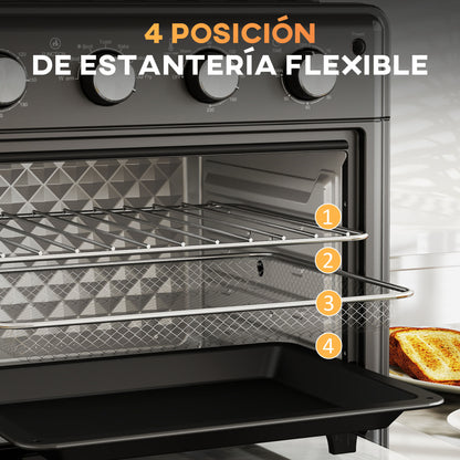 Homcom Horno Eléctrico Multifunción De Sobremesa De 30l 1600w 43x39x39cm Negro_4