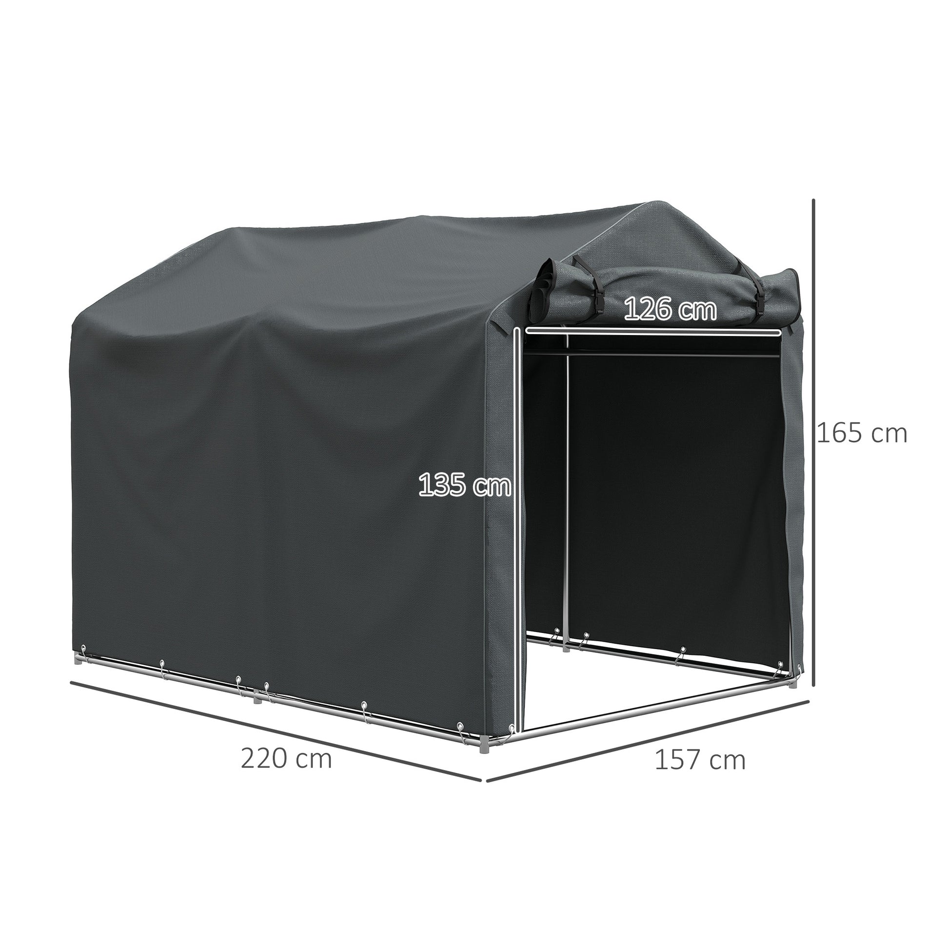 Outsunny Carpa De Jardín Exterior Para Herramientas 2,2x1,57x1,65 M Gris Oscuro_2