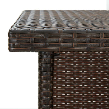 Mesa De Bar De Esquina Marrón Ratán Sintético 100x50x105 Cm_4