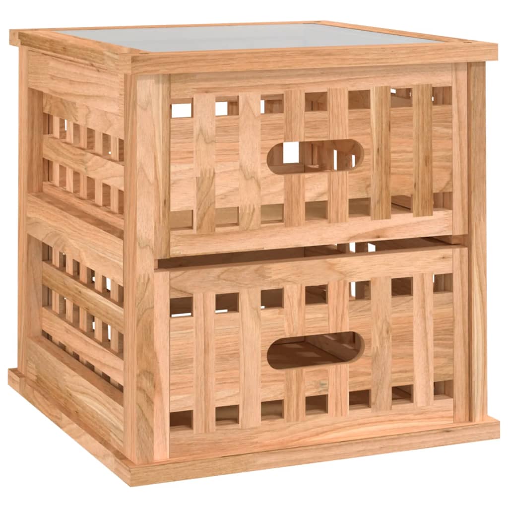 Mesitas De Noche 2 Uds Madera Maciza De Nogal 34x34x34 Cm_2