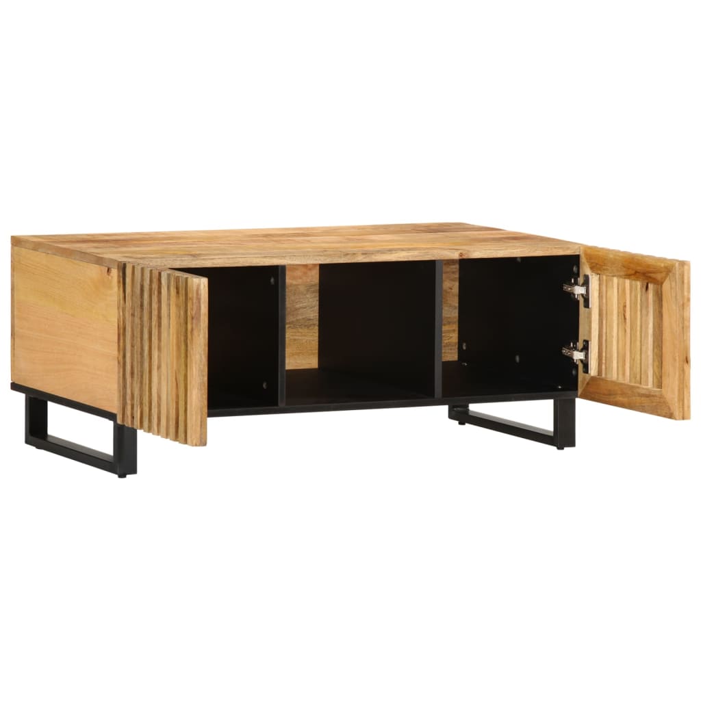Mesa De Centro De Madera Maciza De Mango Rugosa 100x55x40 Cm_3