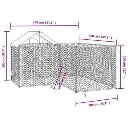 Vidaxl Perrera De Exterior Con Techo Acero Galvanizado Plata 4x4x2,5 M_3