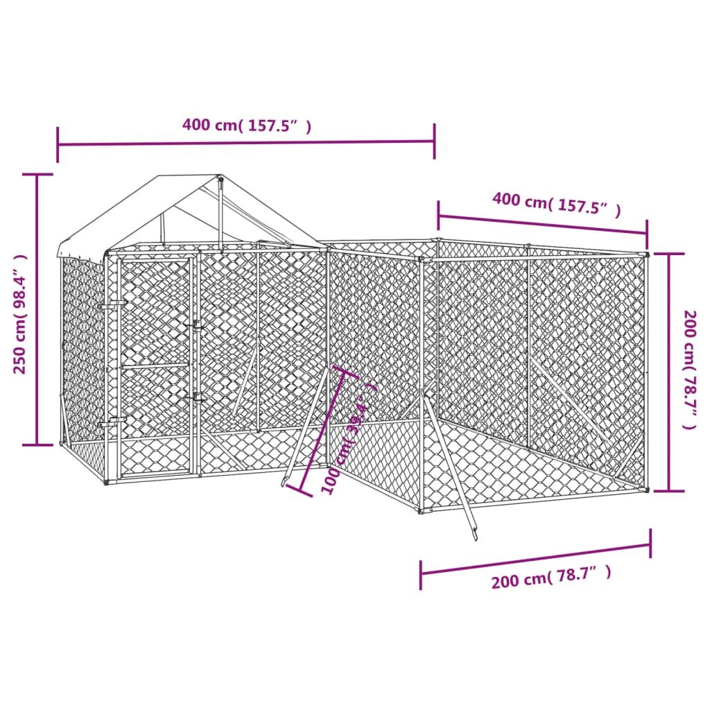 Vidaxl Perrera De Exterior Con Techo Acero Galvanizado Plata 4x4x2,5 M_2