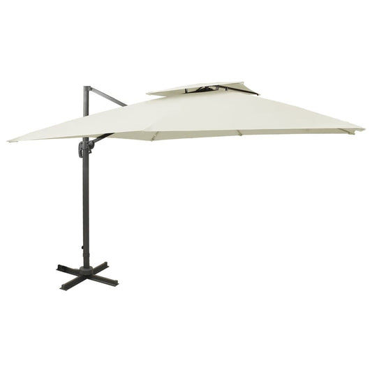 Vidaxl Sombrilla De Jardín Voladiza Con Doble Techo 300x300 Cm Arena_0