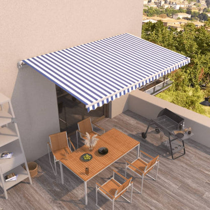 Toldo Retráctil Manual Azul Y Blanco 500x350 Cm_1