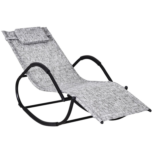 Outsunny Tumbona Para Jardín Mecedora Con Reposabrazos Para Exterior Gris_0