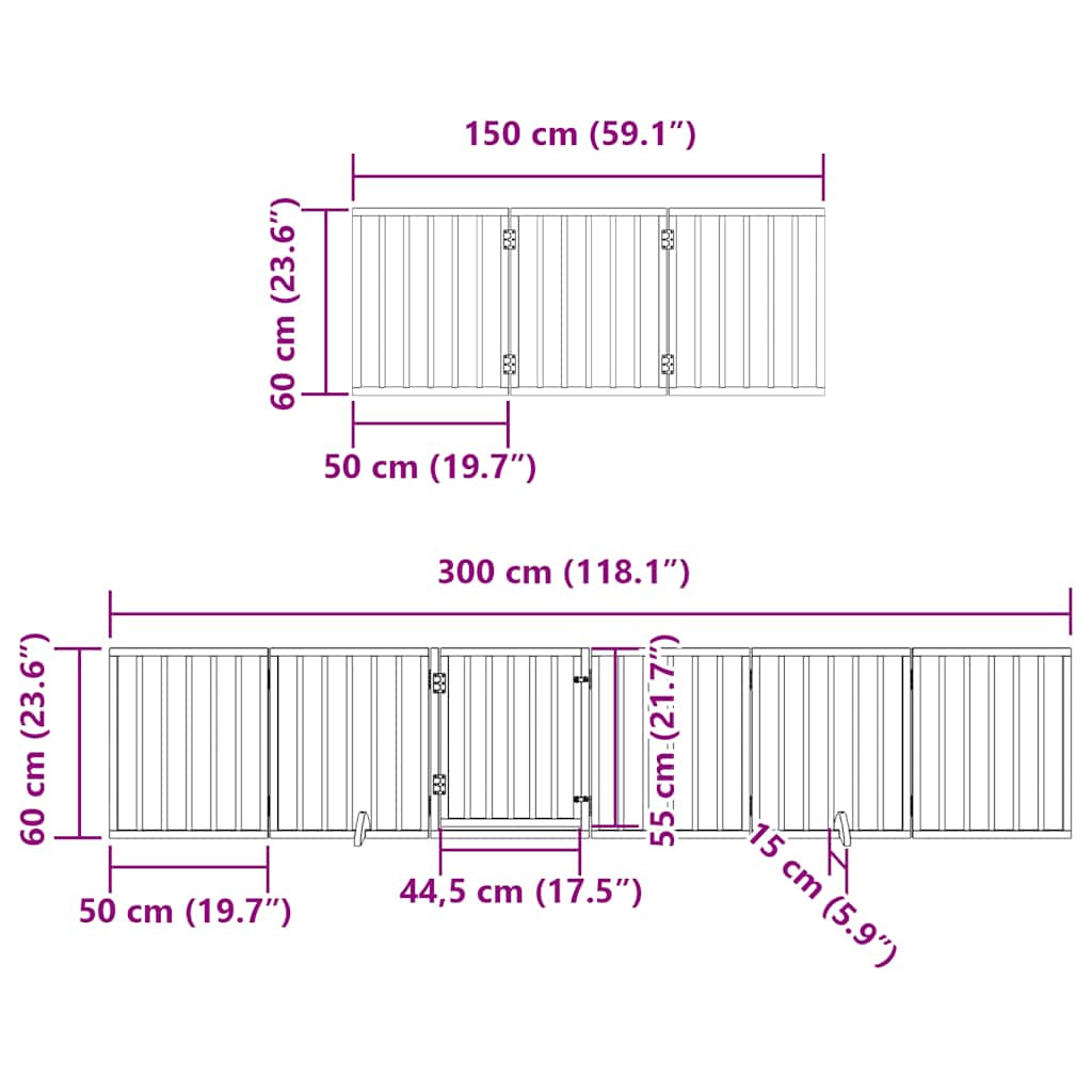 Vidaxl Puerta De Perros Plegable 15 Paneles Madera Álamo Blanca 750 Cm_2