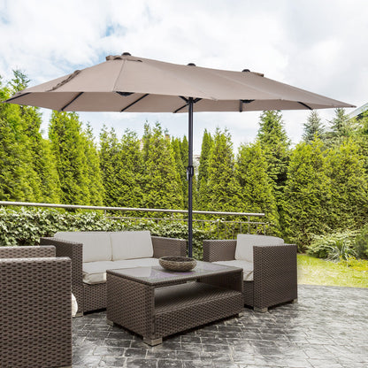 Outsunny Sombrilla Doble Extragrande Para Terraza Patio Protección Solar Café_1