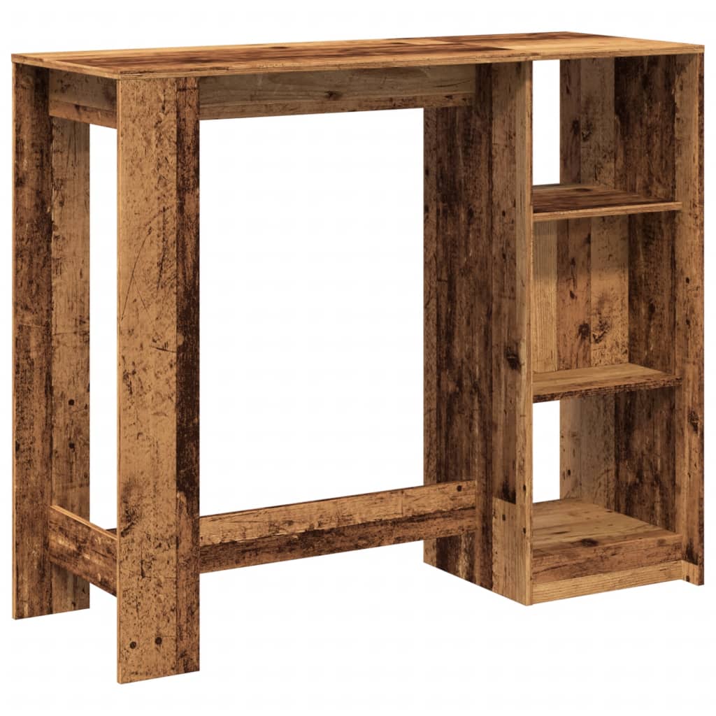 Mesa Bar Con Estante Madera Envejecida 124x46x103,5 Cm_4