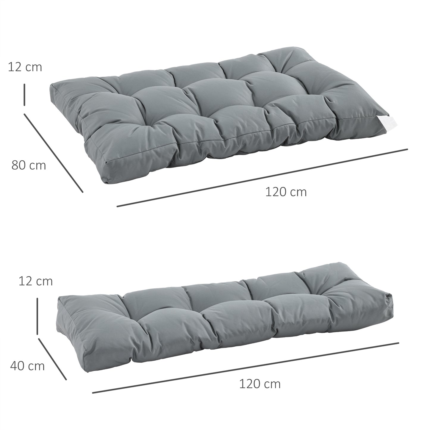Outsunny Cojín Para Palé Con Respaldo 120x80x12 Cm Para Banco Columpio Hamaca_2