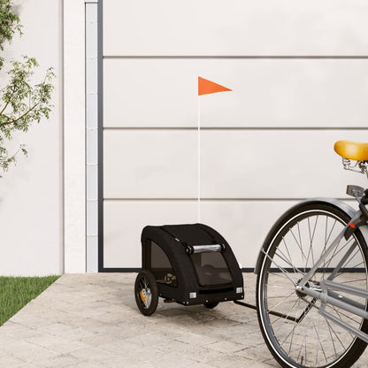Vidaxl Remolque De Bicicleta Mascotas Hierro Tela Oxford Negro_1