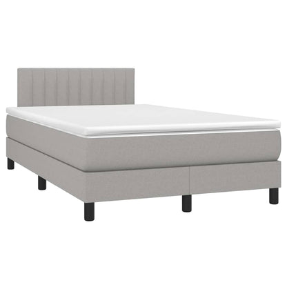 Cama Box Spring Con Colchón Tela Y Led Gris Claro 120x200 Cm / Vetonek_5