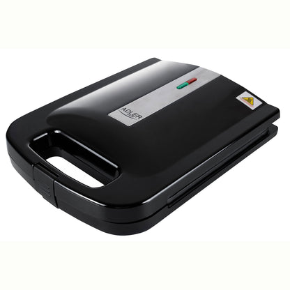 Sandwichera, 4 Sandwiches, Placas Antiadherentes, Tostado Perfecto, Acero Inoxidable, Compacta Adler Ad3055 2000w